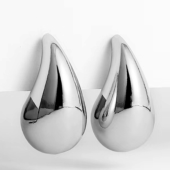 Silver Water Drop Tear Drop Earrings Bottega - Picture 3 of 7